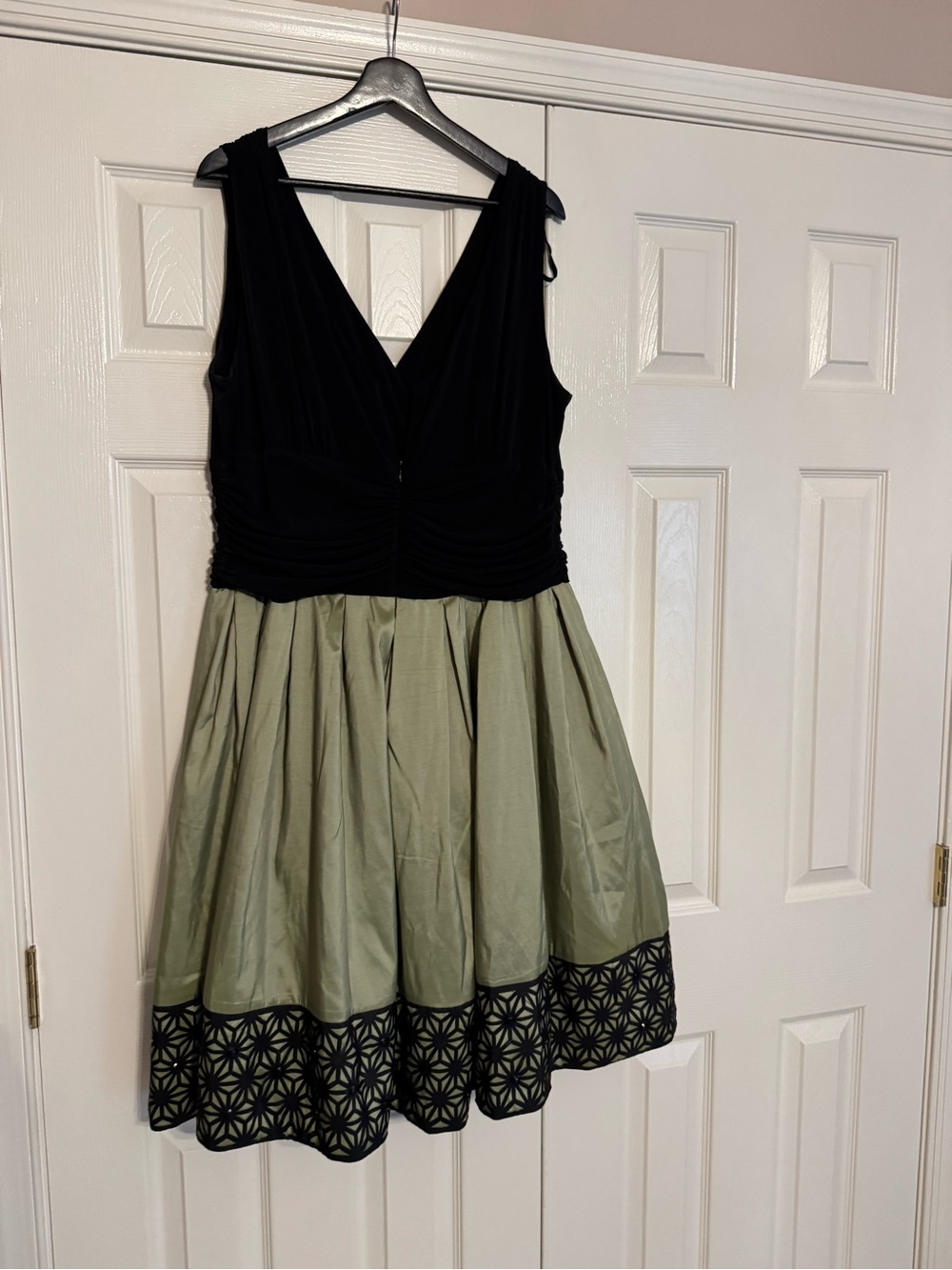 S.L. Fashions Black Bodice Olive Skirt Mini Dress